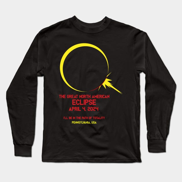 Eclipse 2024 Pennsylvania, USA Long Sleeve T-Shirt by In-Situ